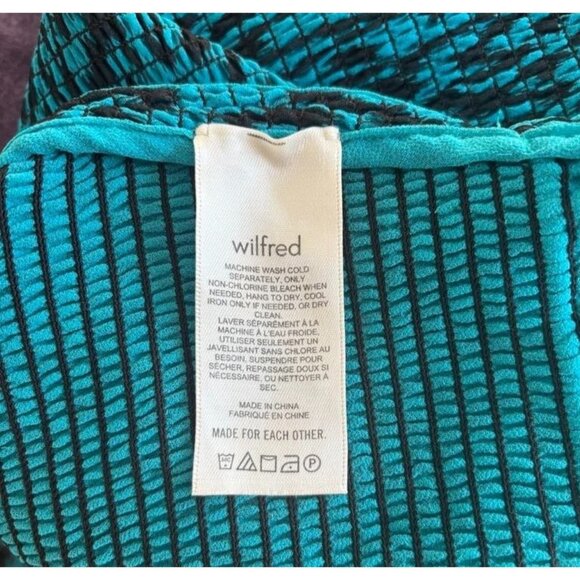 ARITZIA WILFRED Lilith Cropped Smocked  Top Blouse Size Small Meridian Teal - Picture 8 of 9